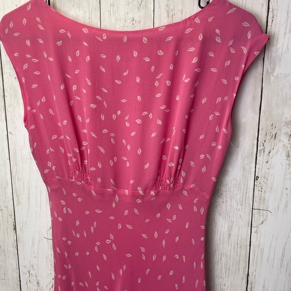 Chadwick’s Pink Sleeveless Dress with Leaf Pattern size 4, 100% silk shell - Picture 2 of 9